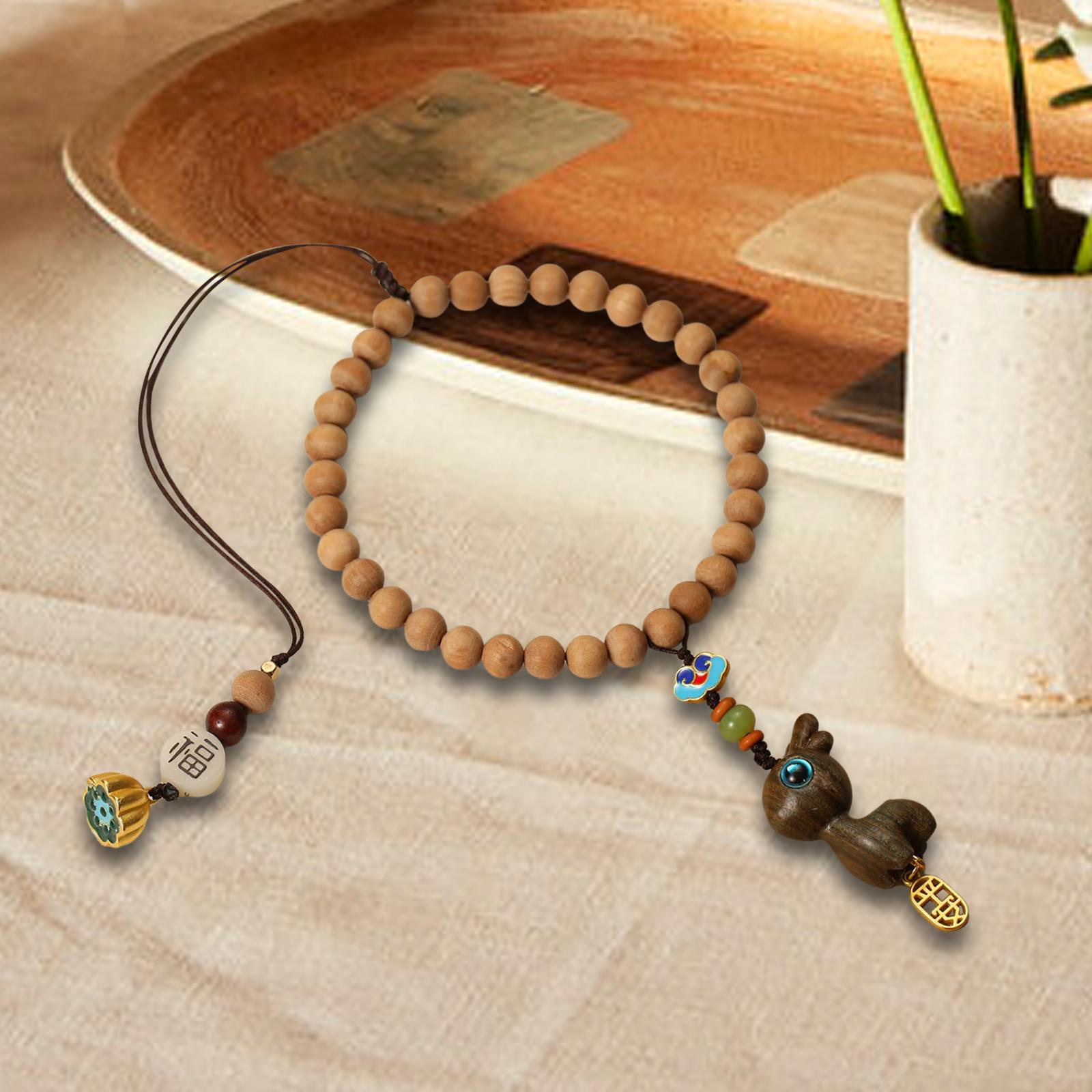 Rearview Mirror Charm Feng Shui Decor Traditional Rearview Mirror Decoration Green Sandalwood