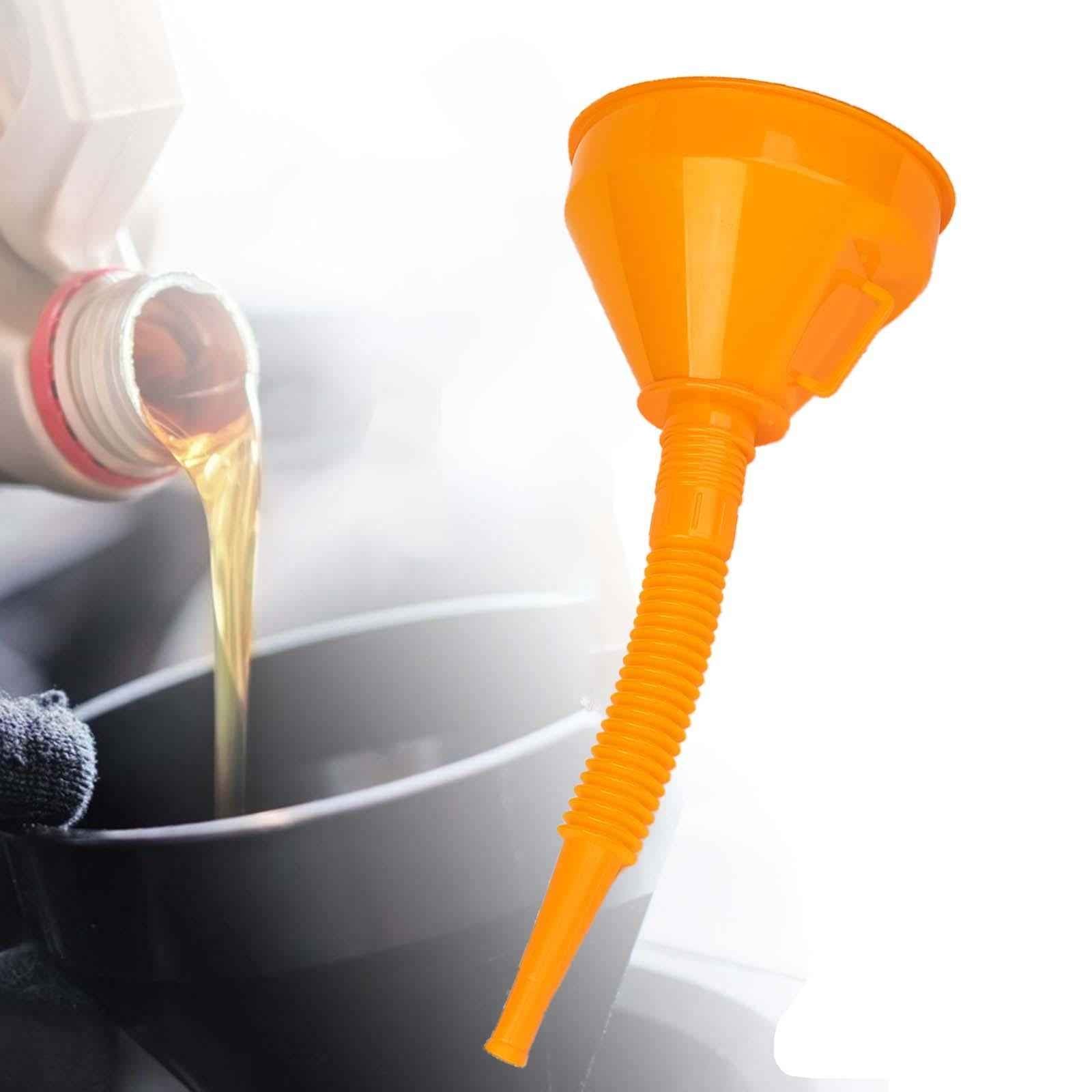 Automotive Funnel Oil Funnel with Hose for Engine Oil Liquid Oil Change orange 145mm