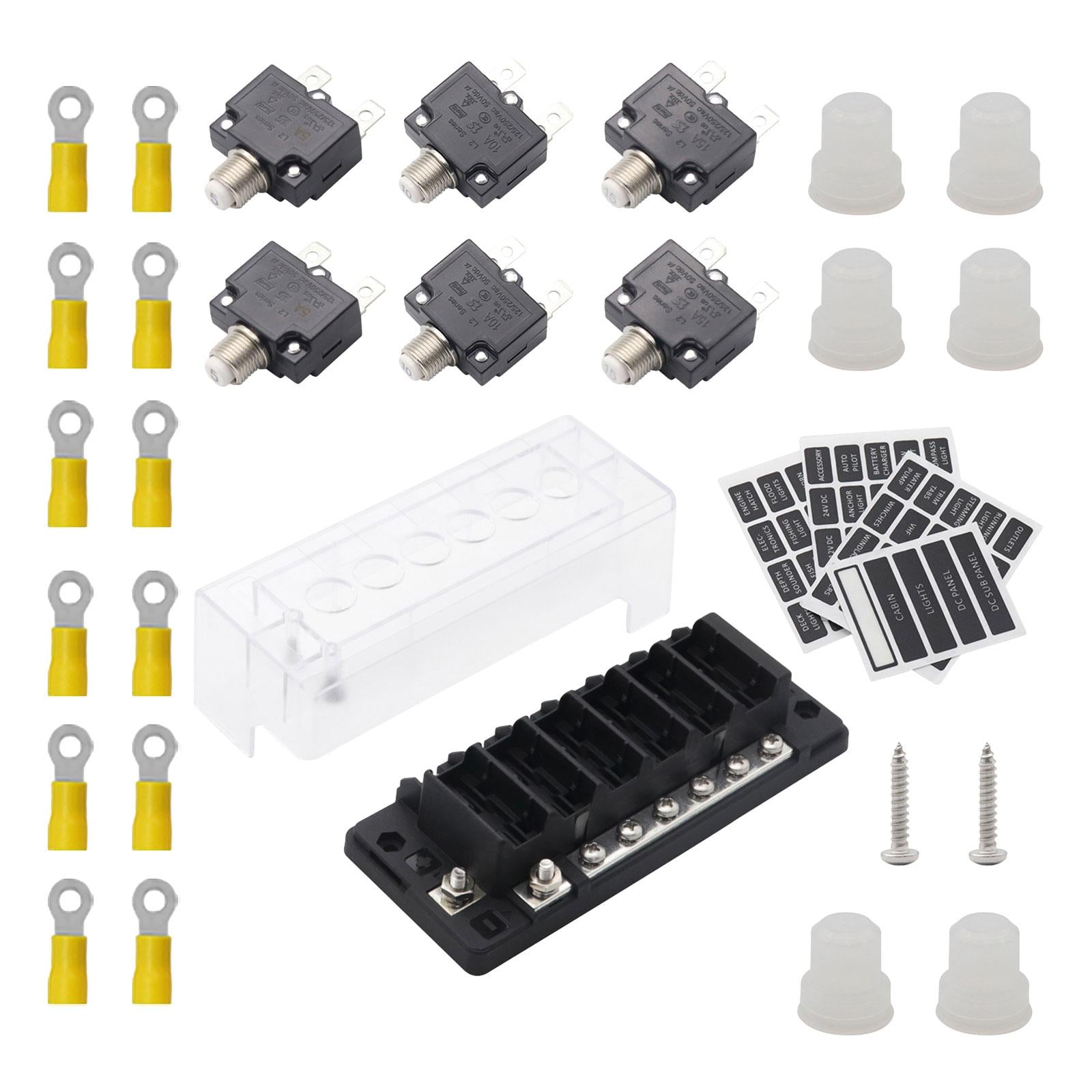 Circuit Breaker Panel Waterproof Breaker Box for RV Boat Trolling Motor