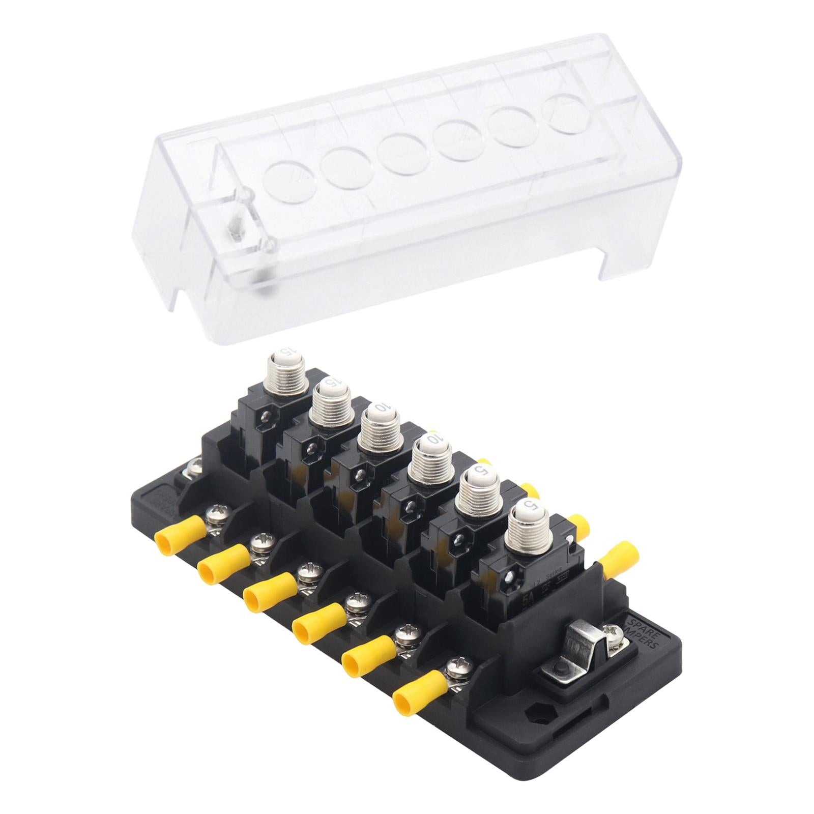 Circuit Breaker Panel 6 Way Car Circuit Protector for SUV RV Car Stereo