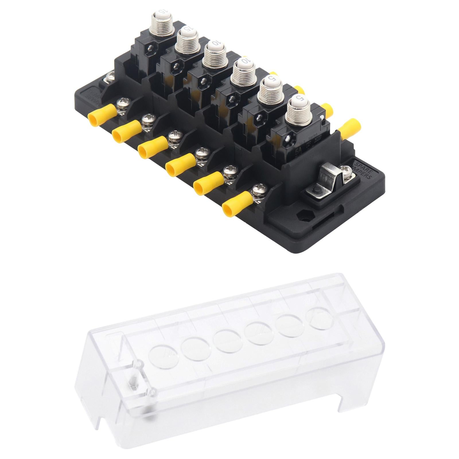 Circuit Breaker Panel 6 Way Car Circuit Protector for SUV RV Car Stereo