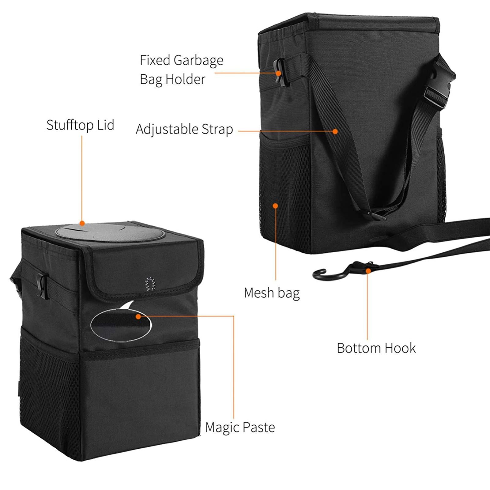 Car Trash Can with Lid Portable Trash Bin for Front Back Seat Van Sedan