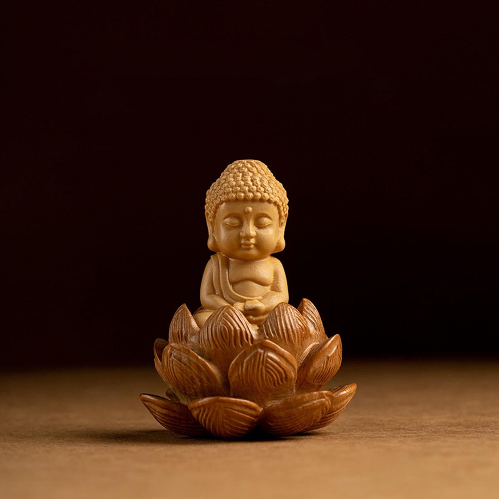 Buddha Statue Wall Hanger Lovely Wood Sculpture Car Rear View Mirror Pendant Style A