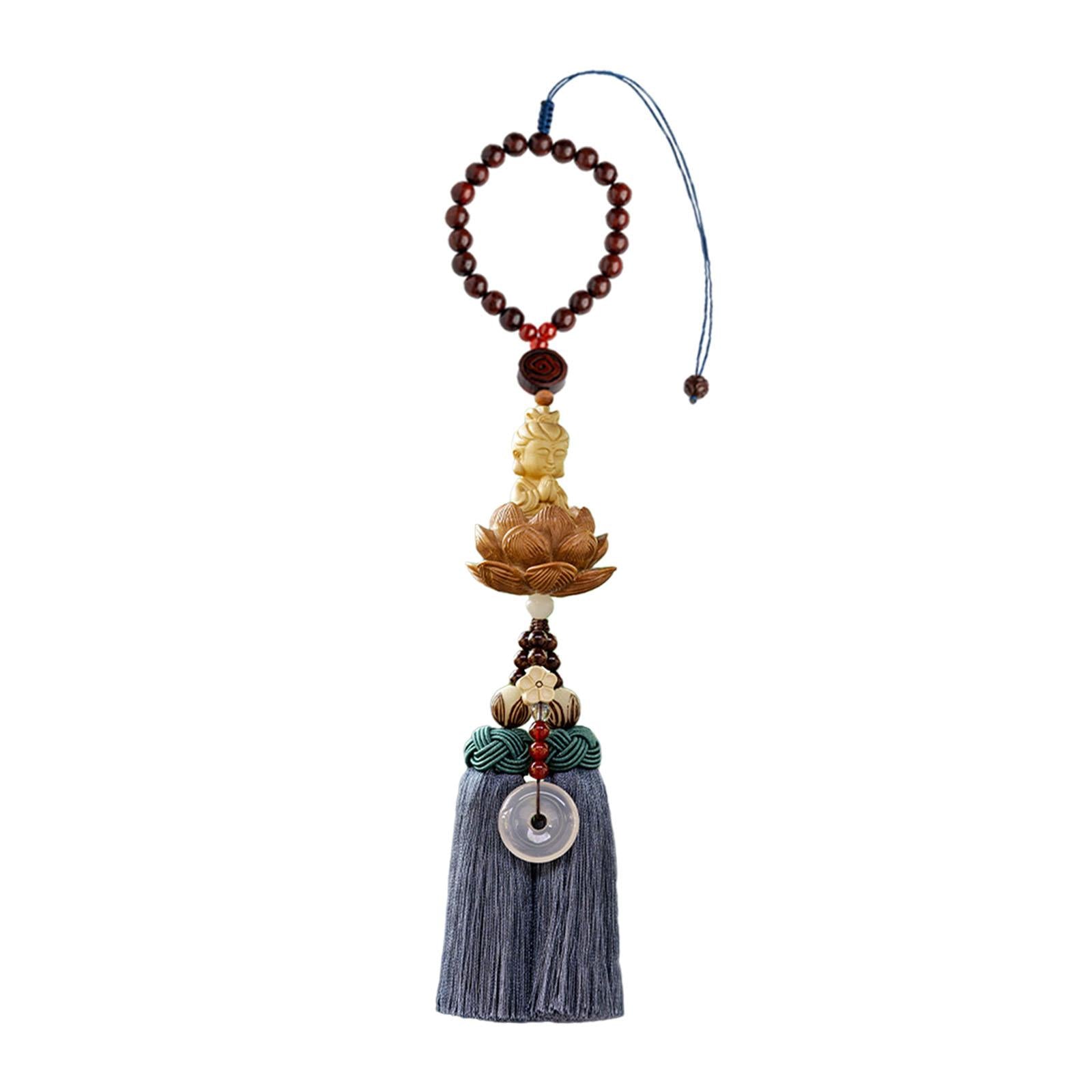 Buddha Statue Wall Hanger Lovely Wood Sculpture Car Rear View Mirror Pendant Style D