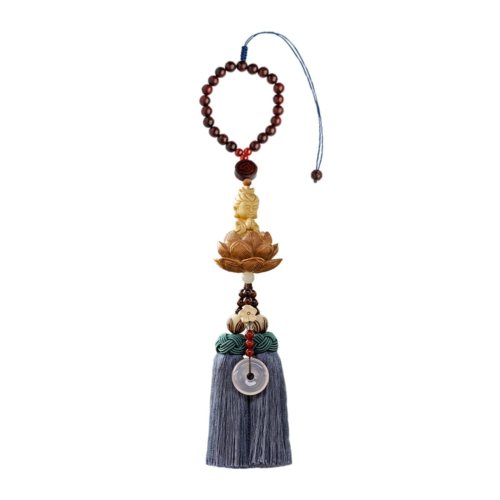 Buddha Statue Wall Hanger Lovely Wood Sculpture Car Rear View Mirror Pendant Style D