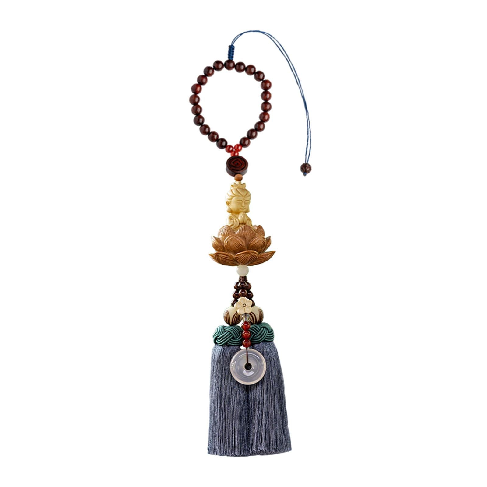 Buddha Statue Wall Hanger Lovely Wood Sculpture Car Rear View Mirror Pendant Style D
