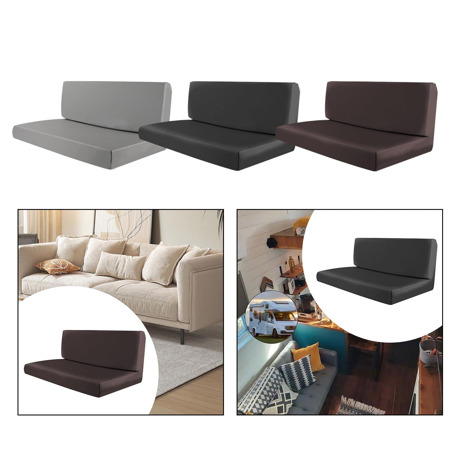 RV Dinette Cushion Covers Soft PU Leather Trailers Camper Cushion Slipcovers Gray
