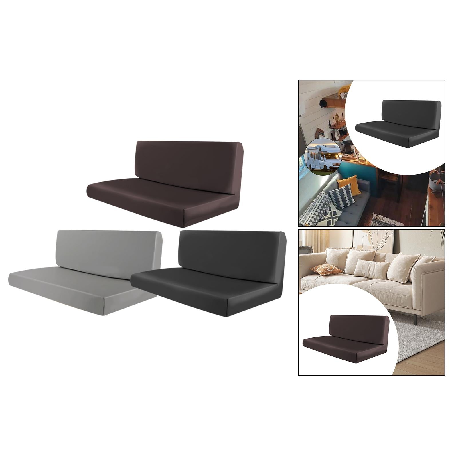 RV Dinette Cushion Covers Soft PU Leather Trailers Camper Cushion Slipcovers Gray