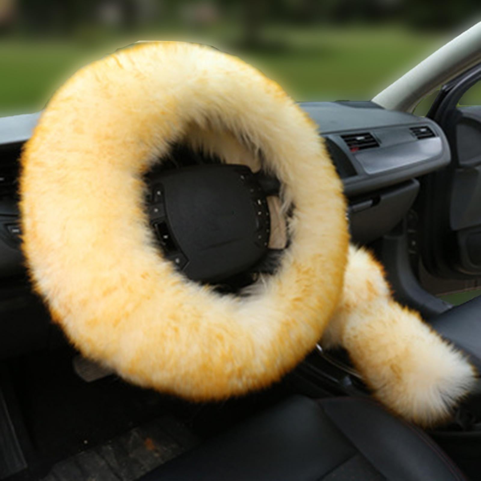 Car Steering Wheel Cover Warm Gear Shifter Cover for Women Girls Ladies