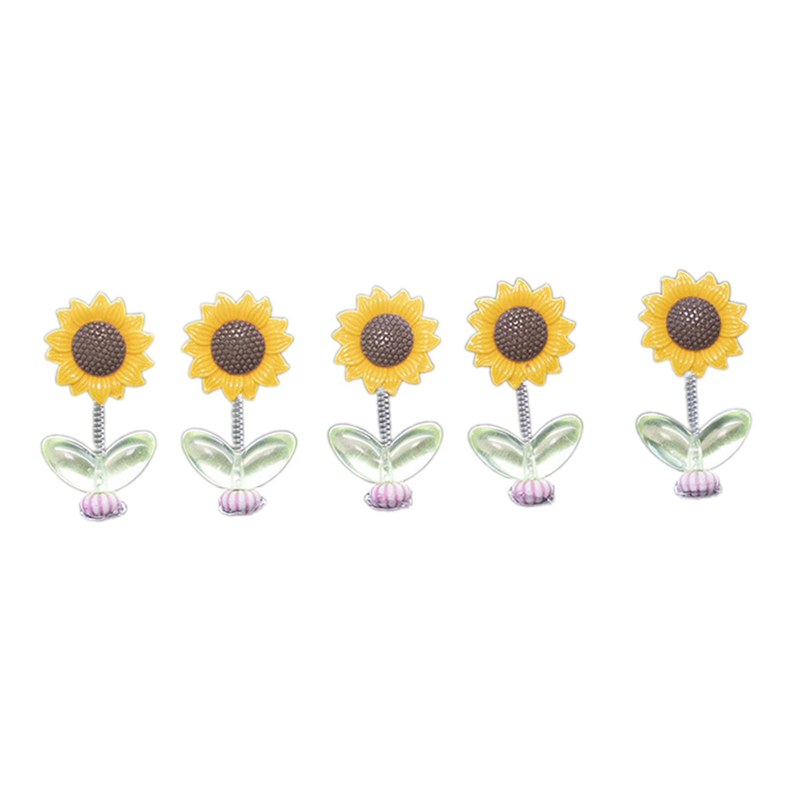 5Pcs Shaking Head Sunflower Dashboard Decoration Car Center Console Ornament