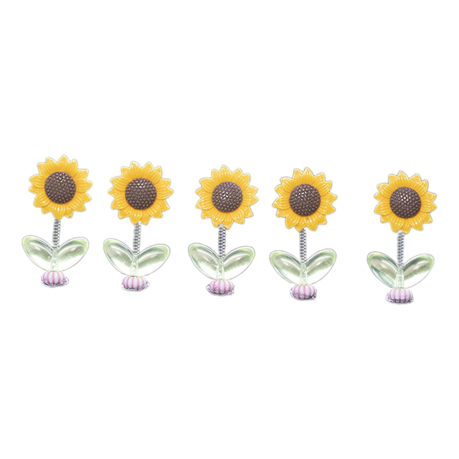 5Pcs Shaking Head Sunflower Dashboard Decoration Car Center Console Ornament