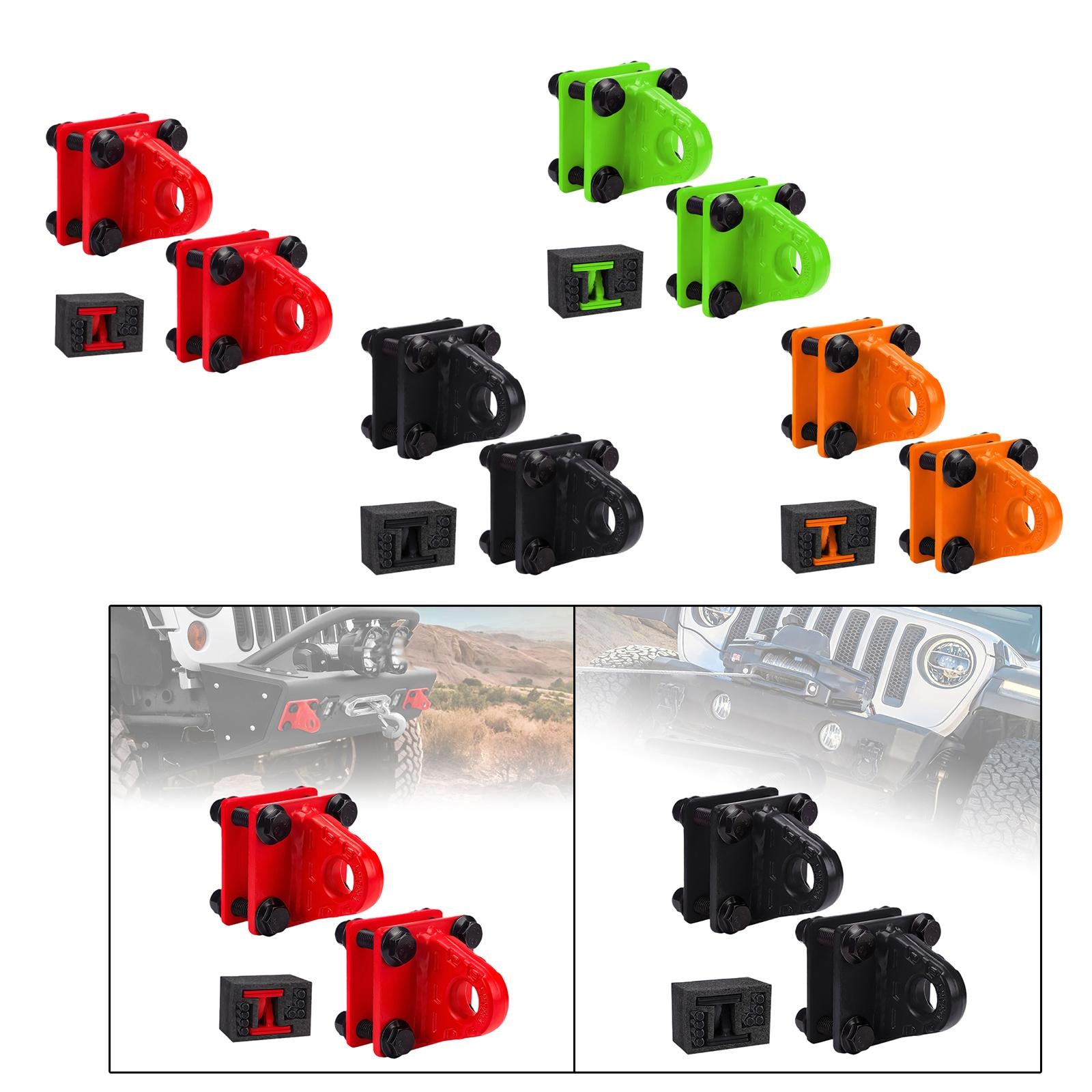2x D Ring Shackles Mount Bracket with Backer Plate for ATV UTV Tractors Red