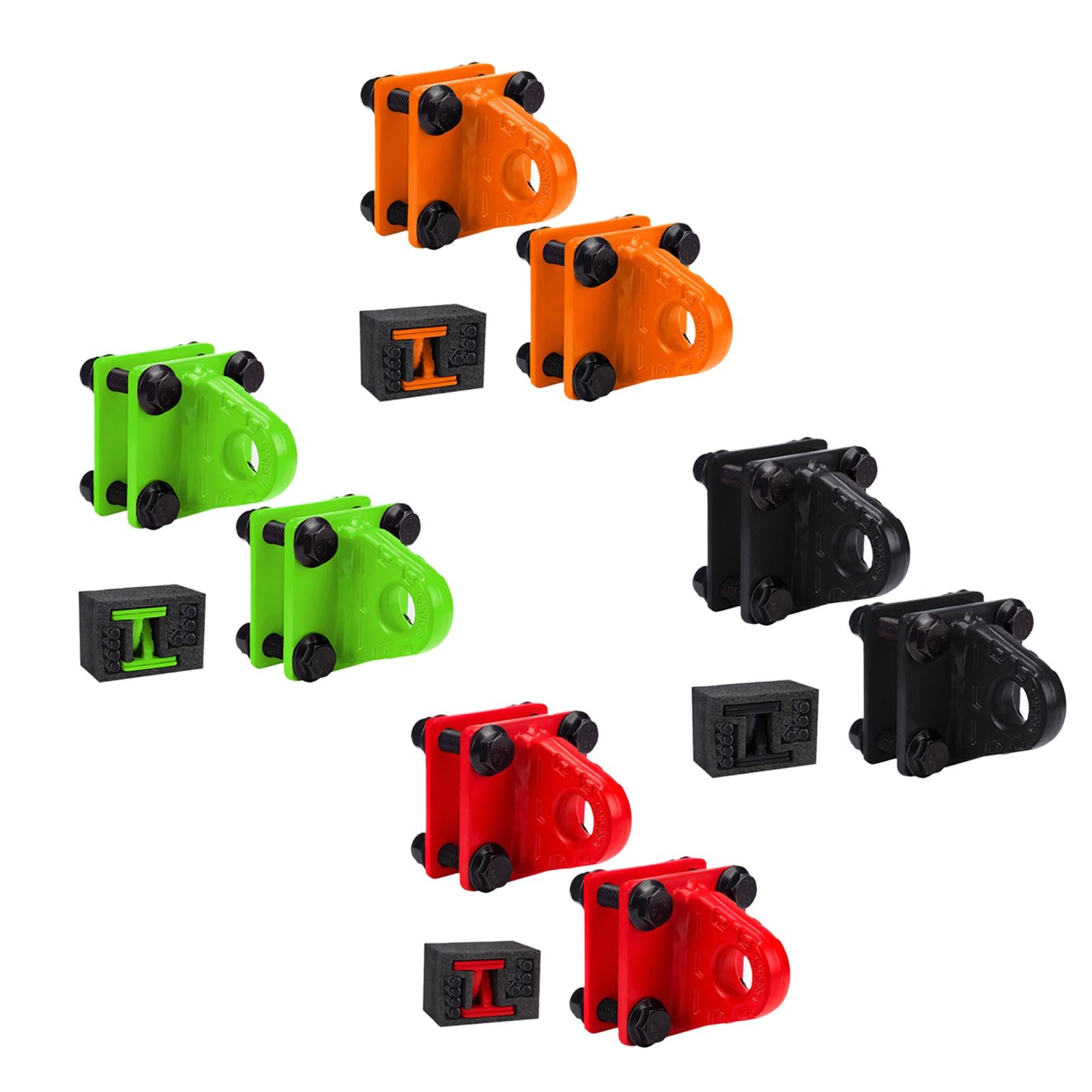2x D Ring Shackles Mount Bracket with Backer Plate for ATV UTV Tractors Red