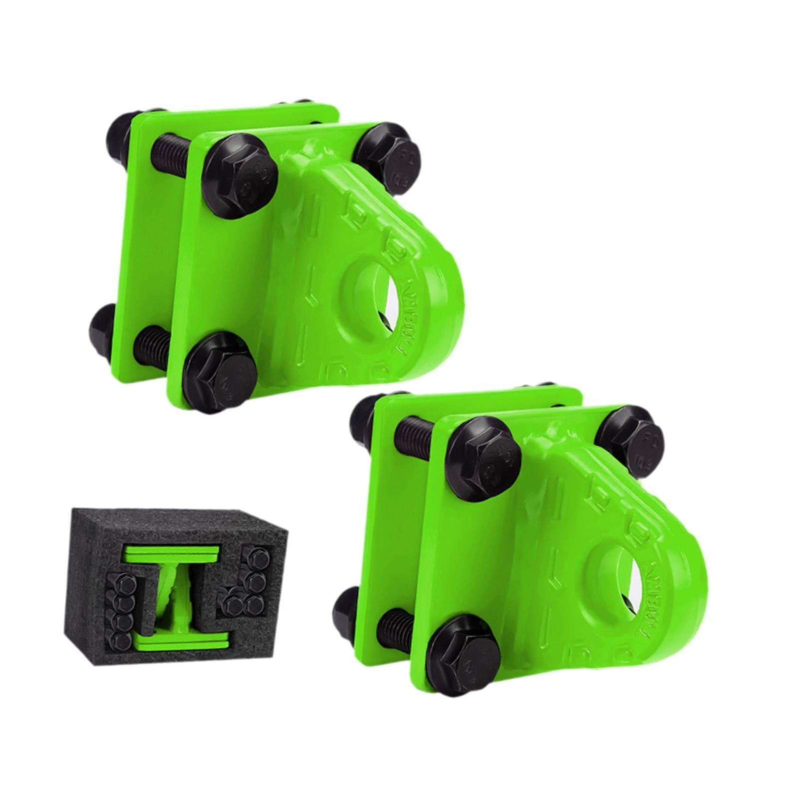 2x D Ring Shackles Mount Bracket with Backer Plate for ATV UTV Tractors Green