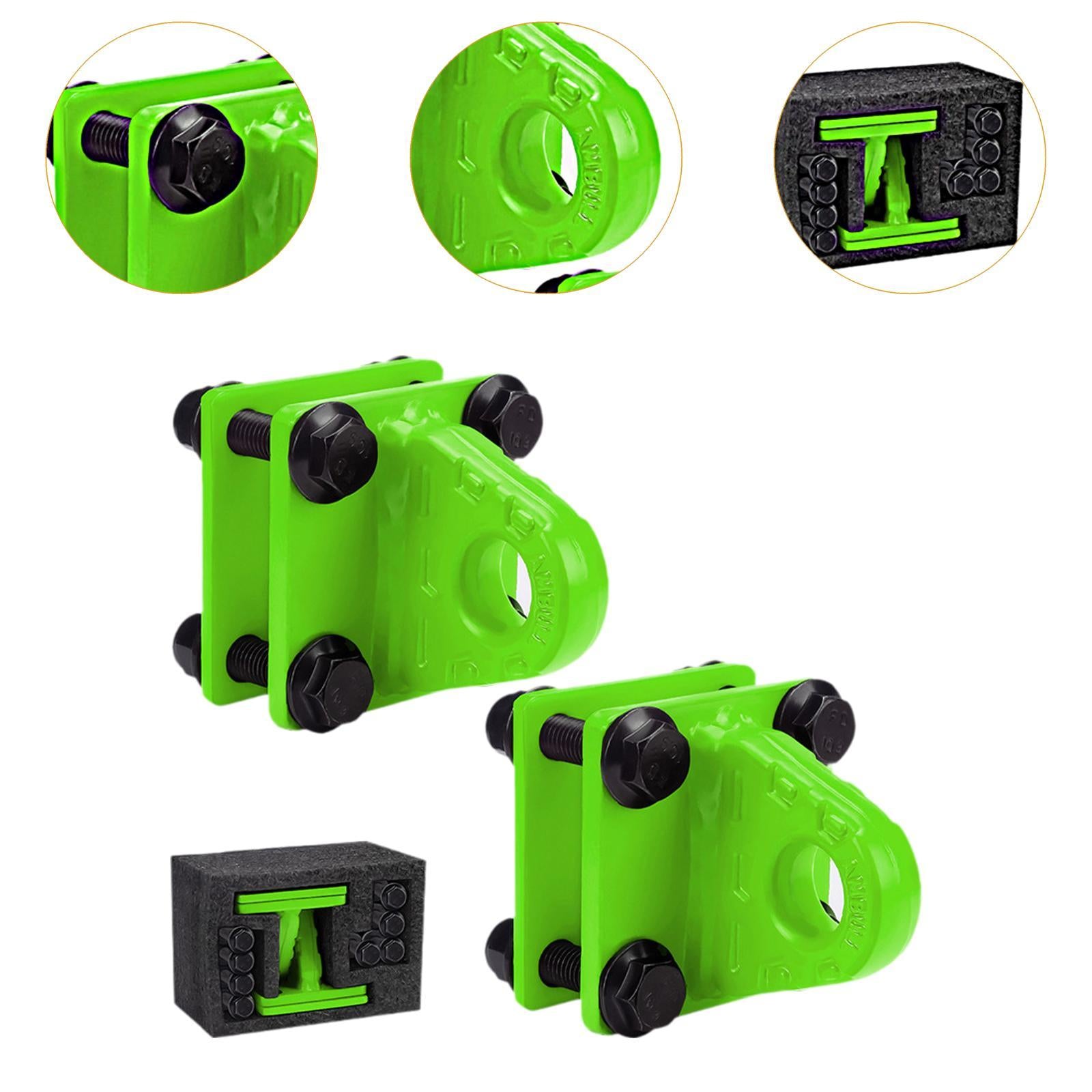2x D Ring Shackles Mount Bracket with Backer Plate for ATV UTV Tractors Green