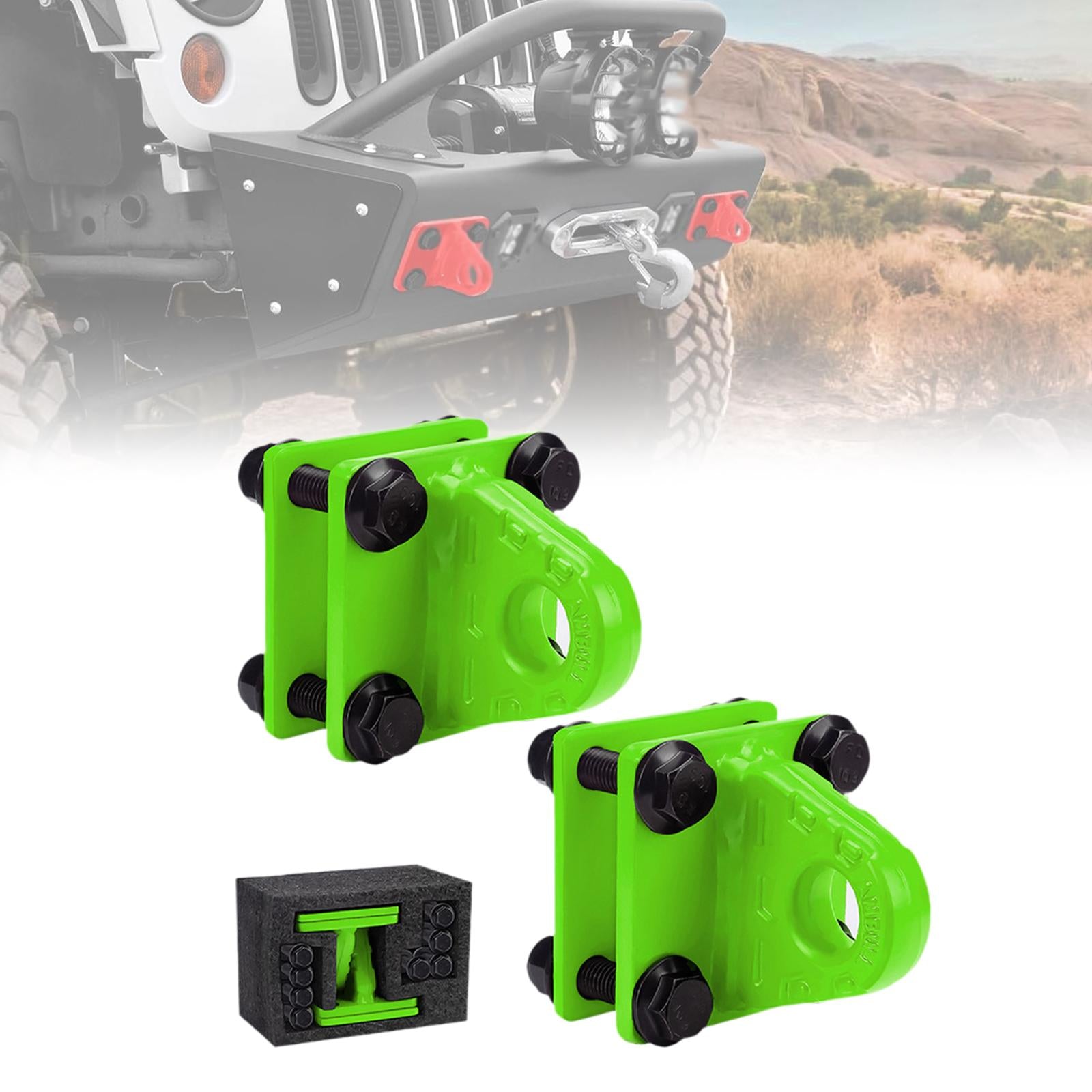 2x D Ring Shackles Mount Bracket with Backer Plate for ATV UTV Tractors Green