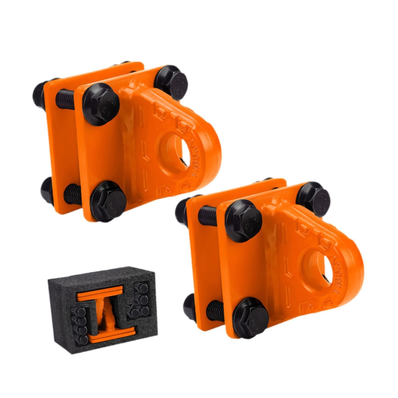 2x D Ring Shackles Mount Bracket with Backer Plate for ATV UTV Tractors Orange