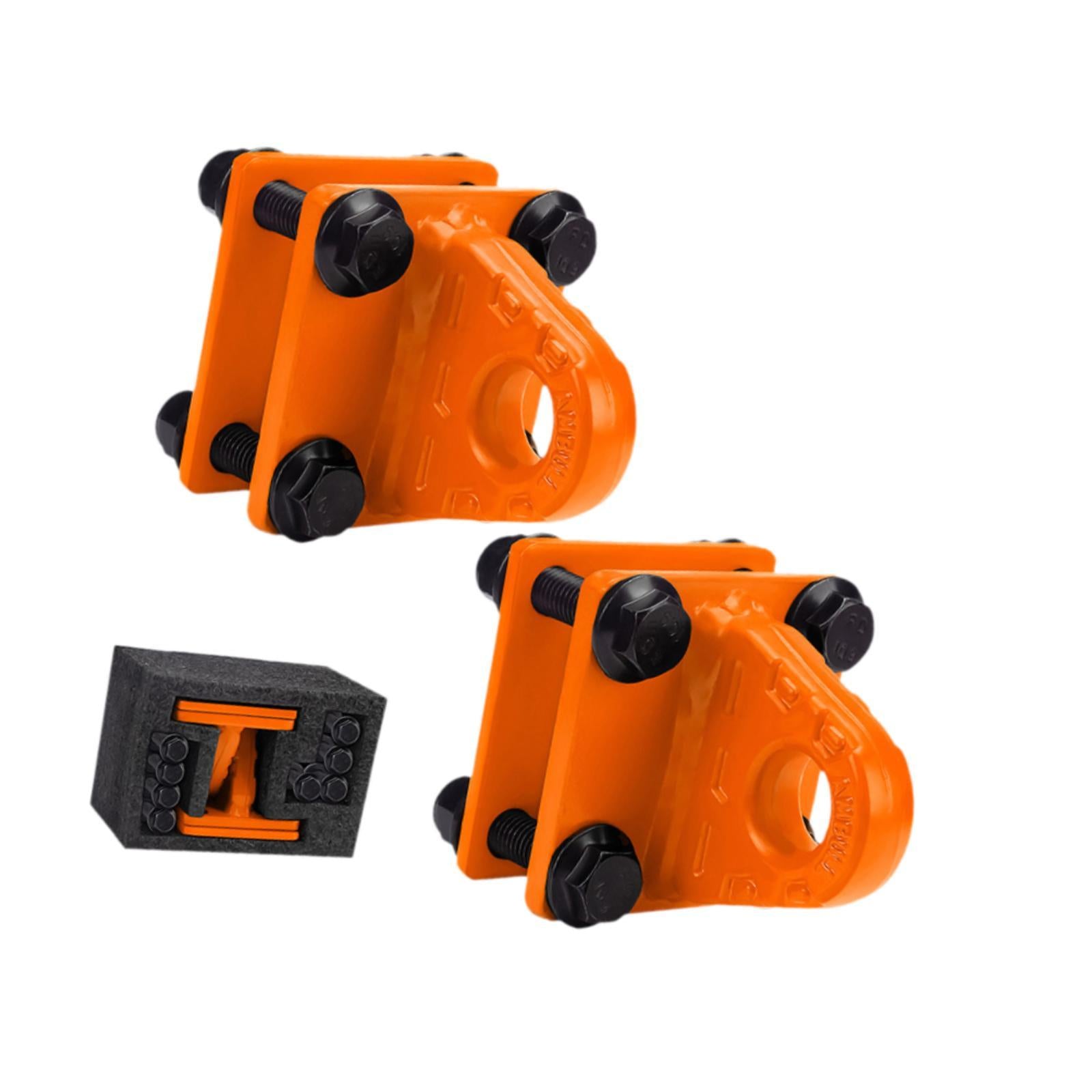2x D Ring Shackles Mount Bracket with Backer Plate for ATV UTV Tractors Orange