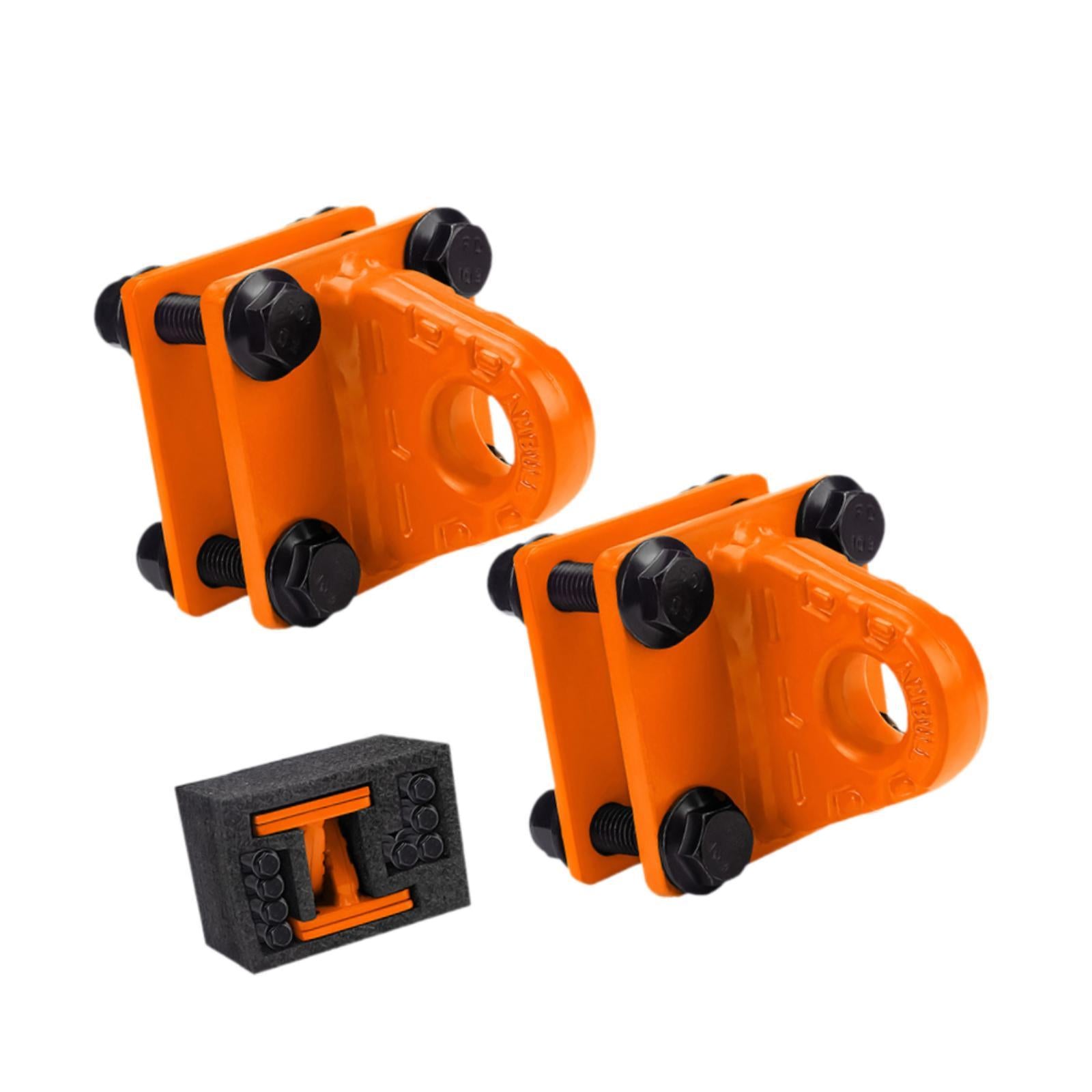 2x D Ring Shackles Mount Bracket with Backer Plate for ATV UTV Tractors Orange