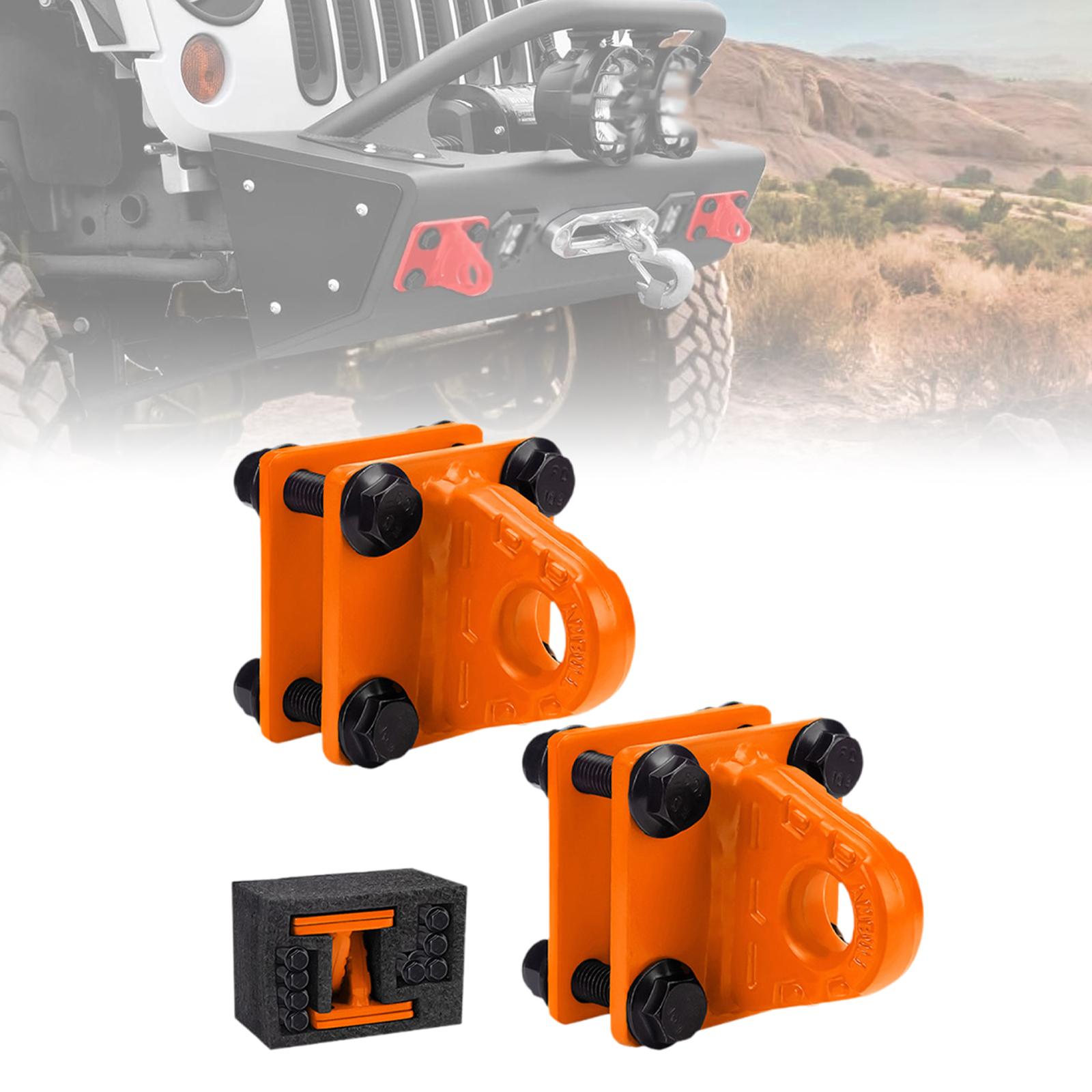 2x D Ring Shackles Mount Bracket with Backer Plate for ATV UTV Tractors Orange