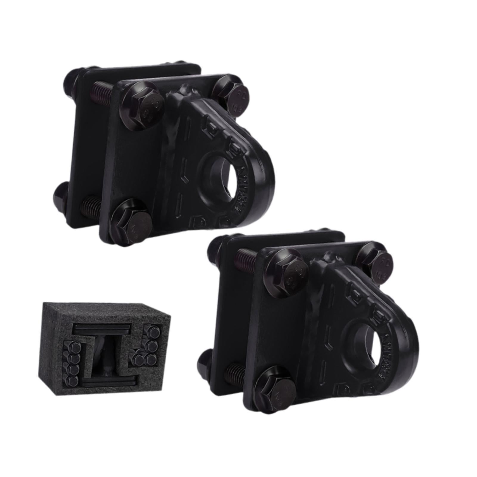 2x D Ring Shackles Mount Bracket with Backer Plate for ATV UTV Tractors Black
