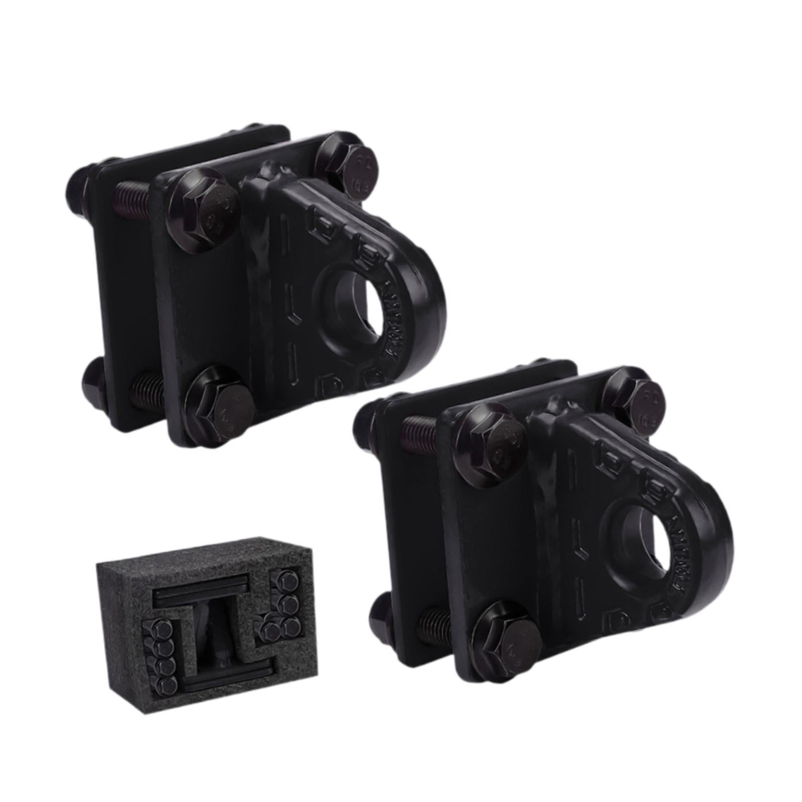 2x D Ring Shackles Mount Bracket with Backer Plate for ATV UTV Tractors Black