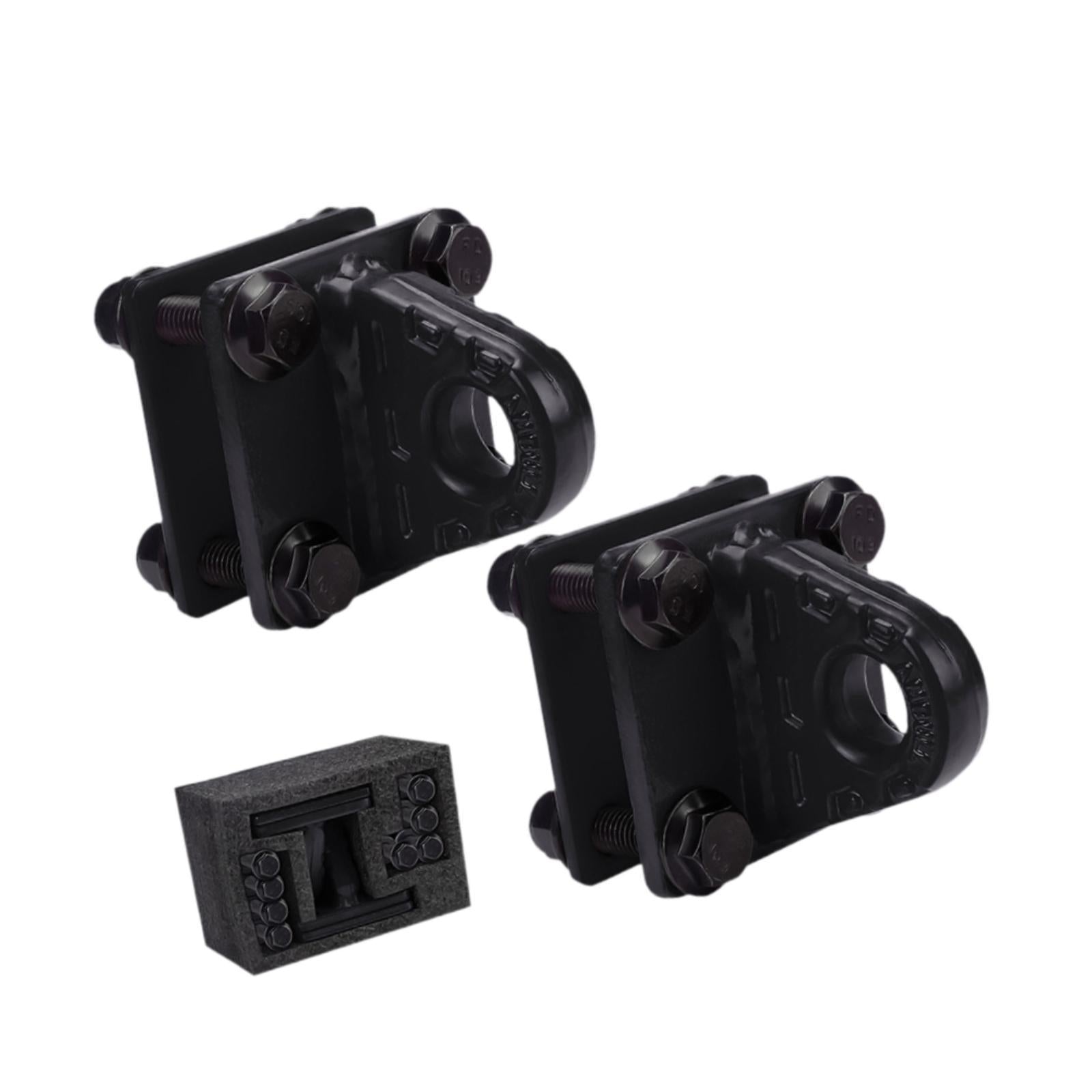 2x D Ring Shackles Mount Bracket with Backer Plate for ATV UTV Tractors Black