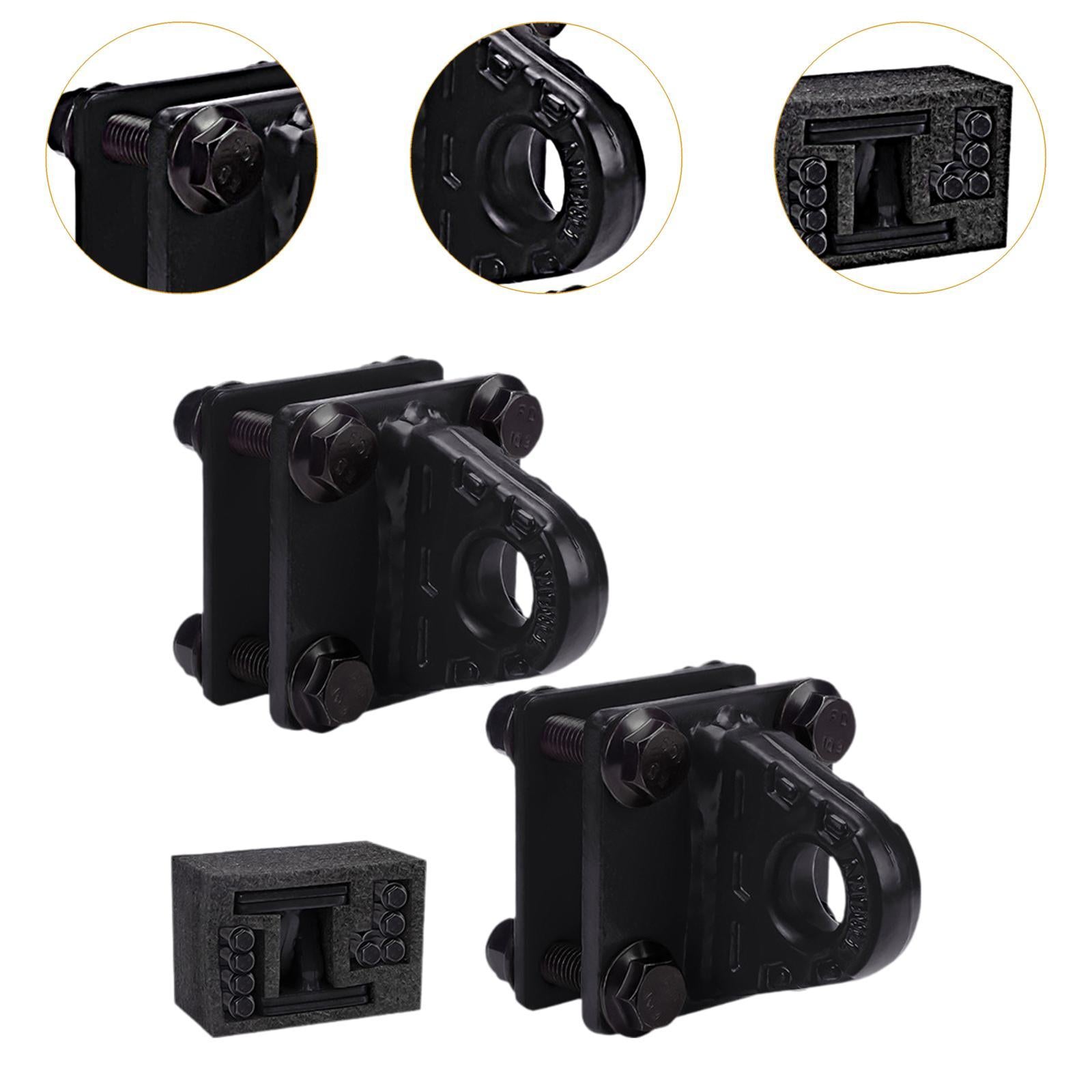 2x D Ring Shackles Mount Bracket with Backer Plate for ATV UTV Tractors Black