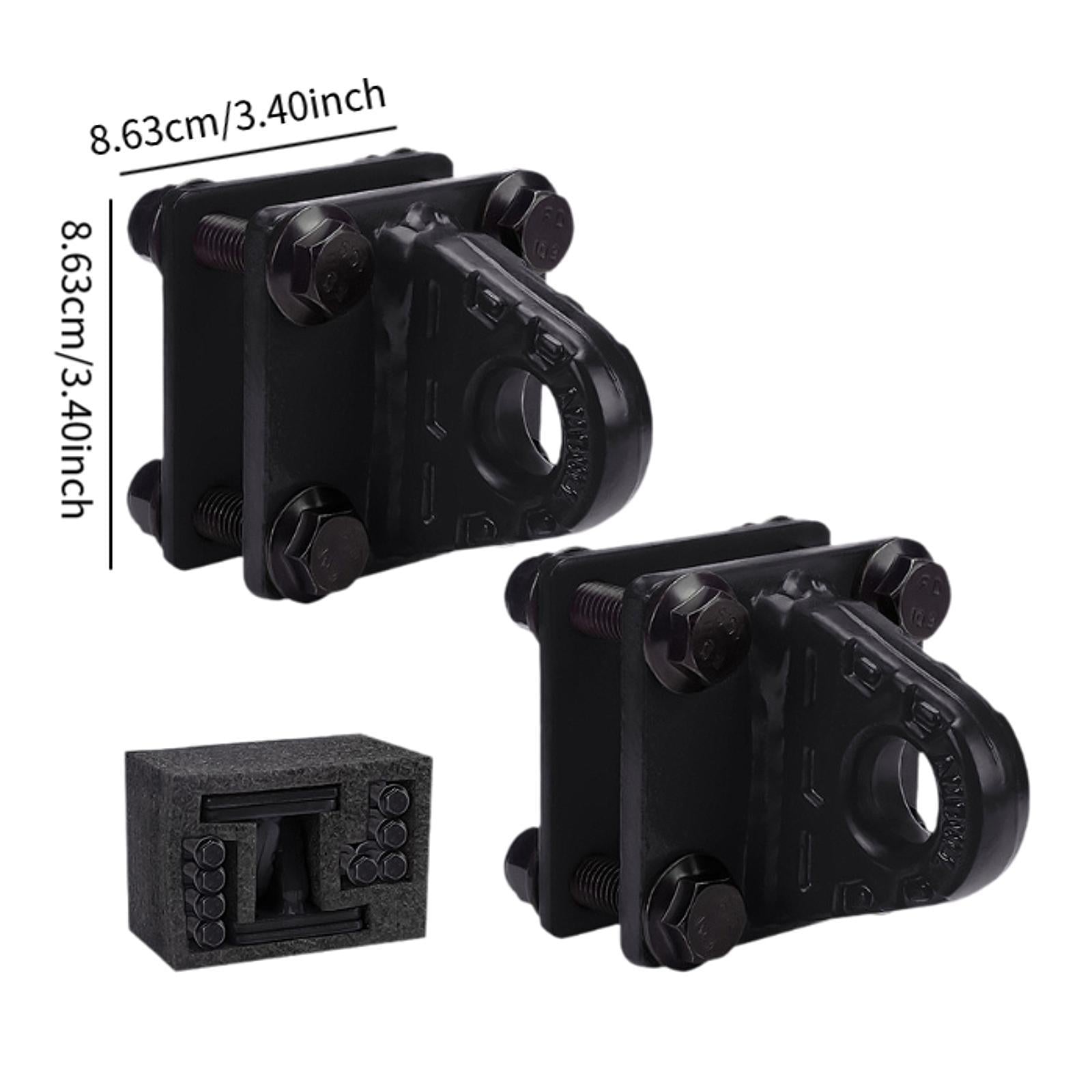 2x D Ring Shackles Mount Bracket with Backer Plate for ATV UTV Tractors Black