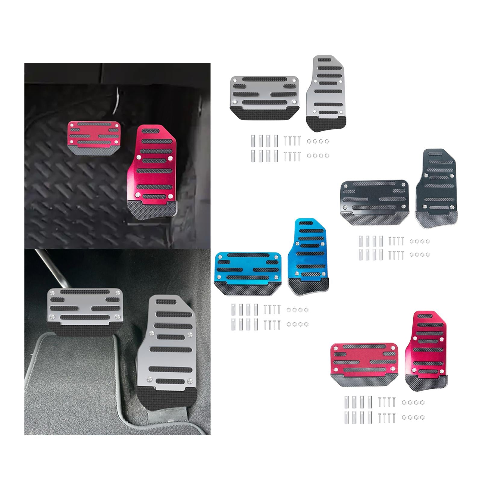 2x Car Pedal Pads Spare Part Auto Accessories Brake Clutch Pedal Kit Generic Silvery