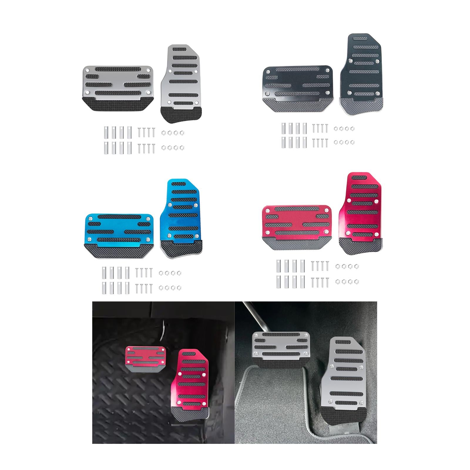 2x Car Pedal Pads Spare Part Auto Accessories Brake Clutch Pedal Kit Generic Silvery