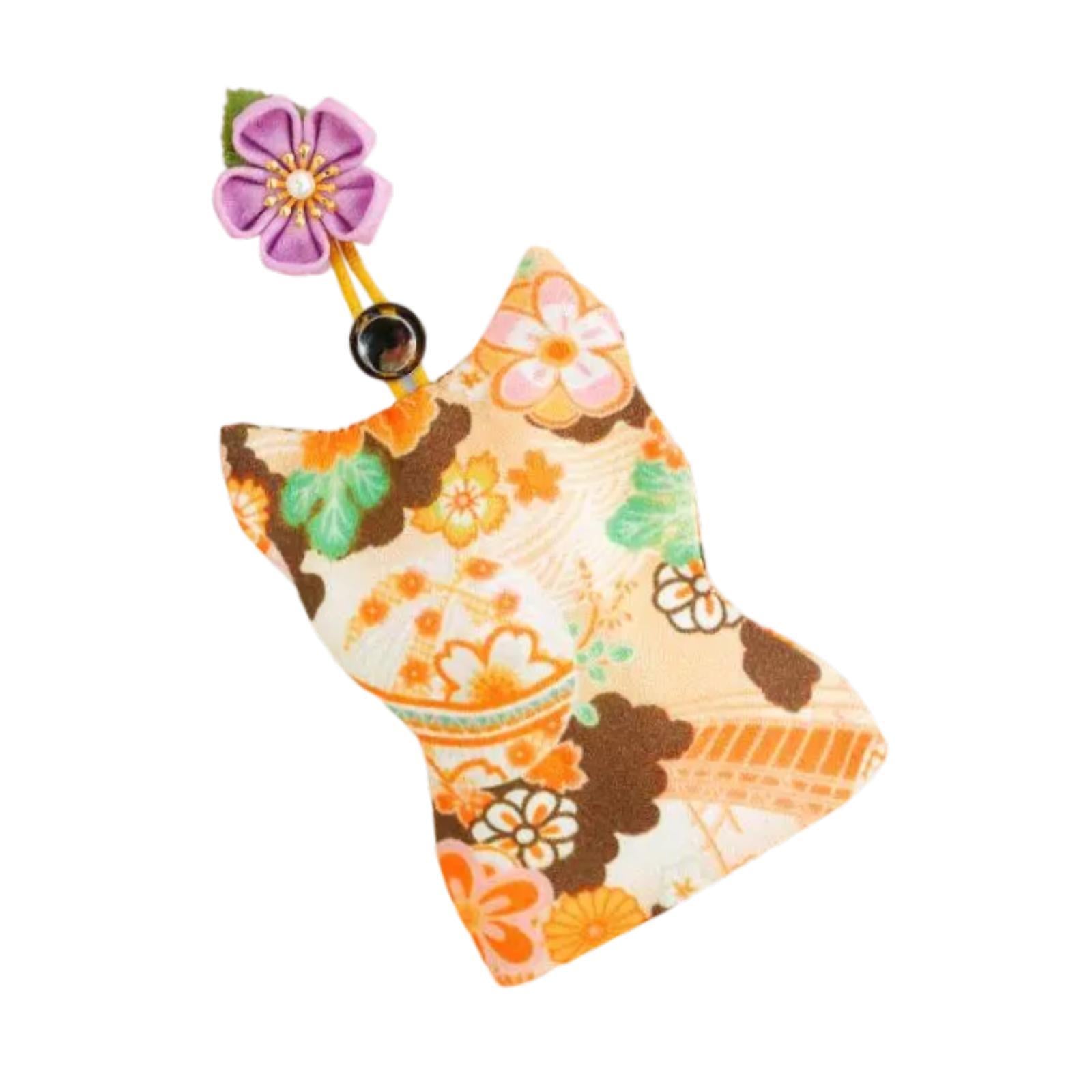 Pull Out Key Case Key Case Cover Portable Gift Cherry Blossom Car Keys Pouch Orange Flower