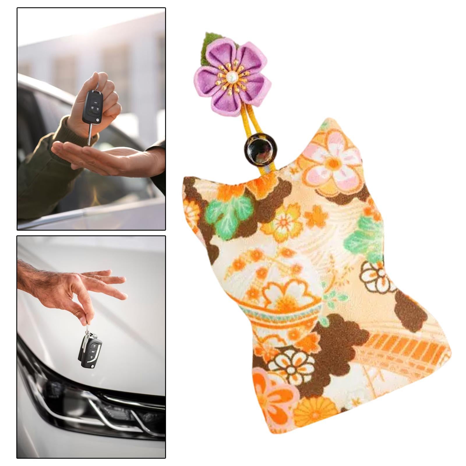 Pull Out Key Case Key Case Cover Portable Gift Cherry Blossom Car Keys Pouch Orange Flower