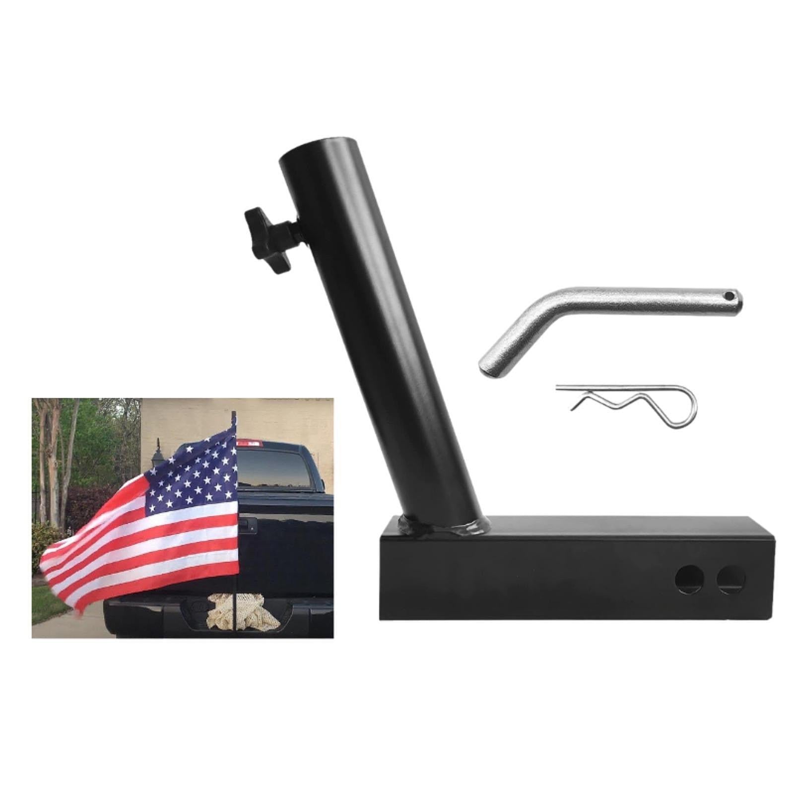 Flag Pole Mount Heavy Duty Black Flagpole Holder for Rvs Trucks Double Holes
