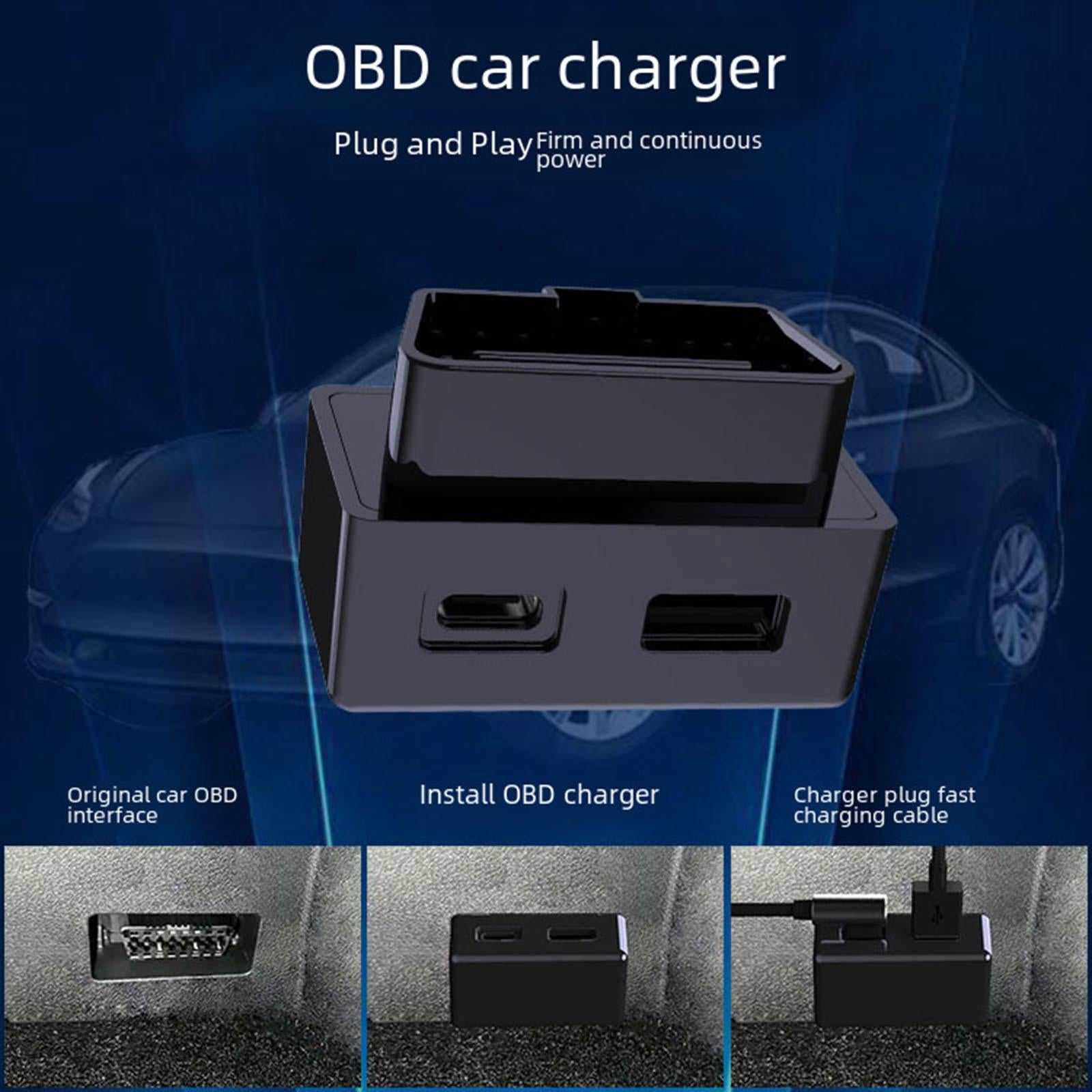 Car OBD Quick Charger Lightweight OBD Plug for Model 3/Y/x/S DVR Tablet
