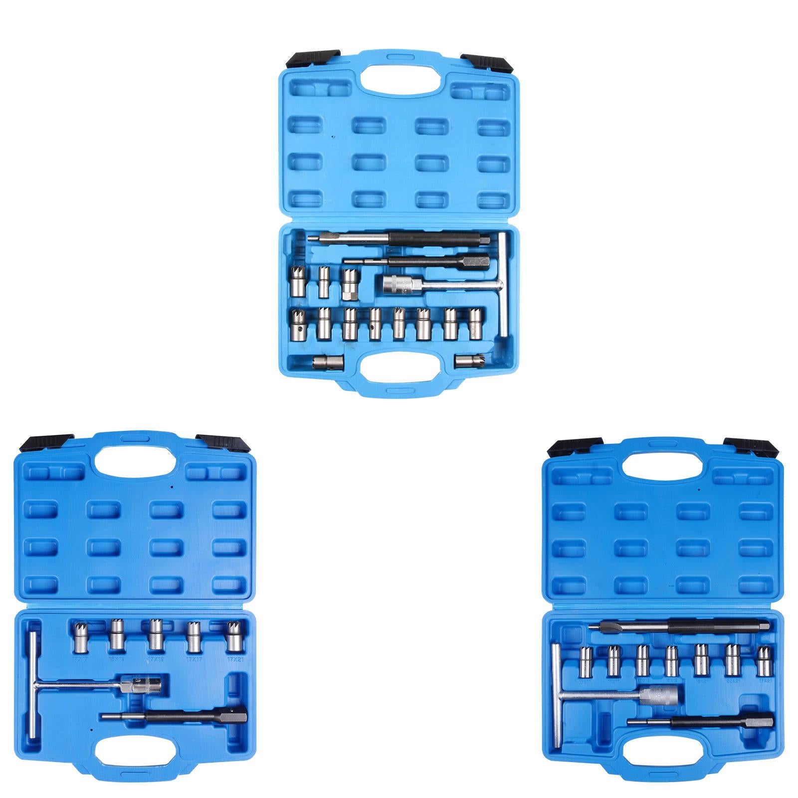 Diesel Injector Seat Cutter Tool Set Automotive Accessories with Storage Box 17Pcs
