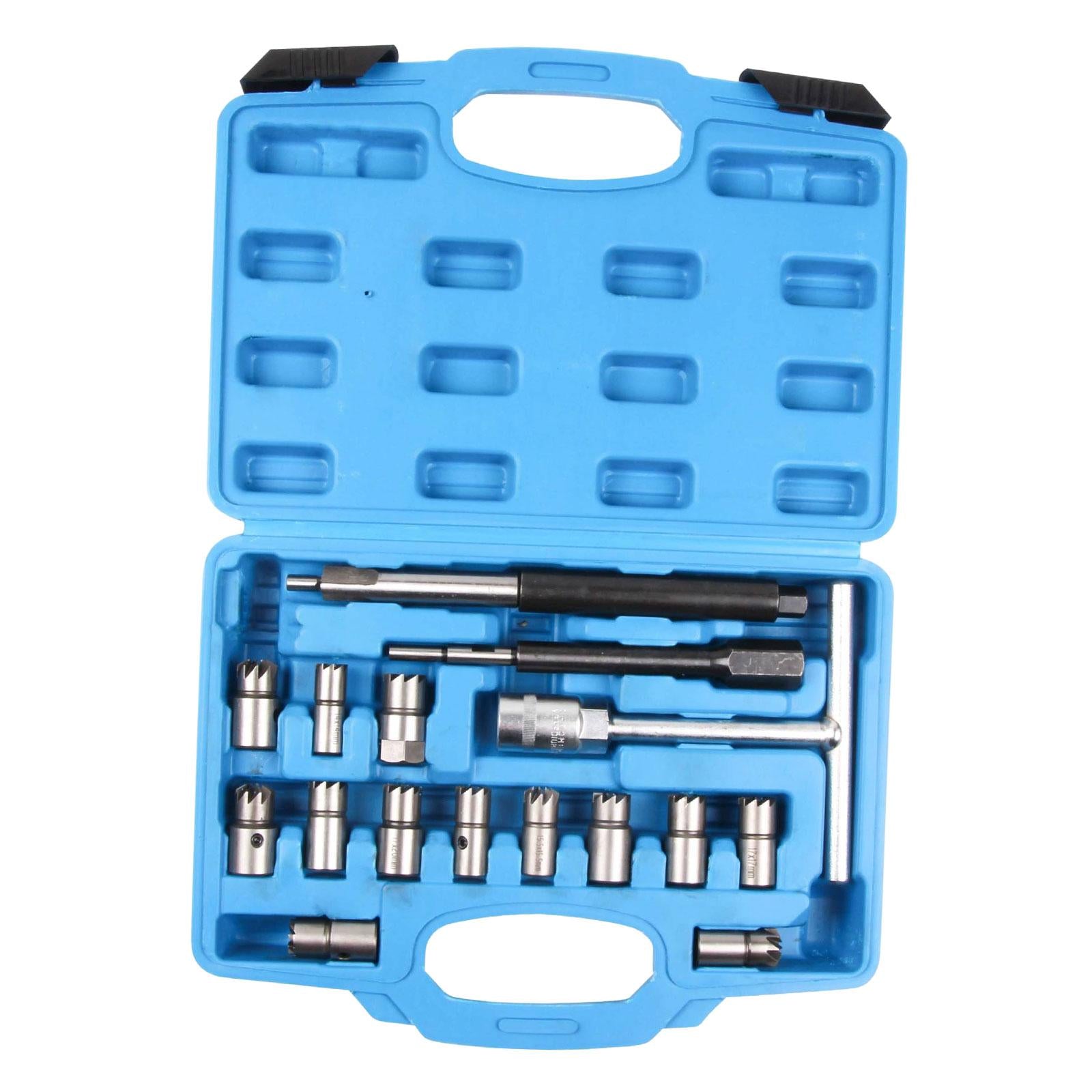 Diesel Injector Seat Cutter Tool Set Automotive Accessories with Storage Box 17Pcs