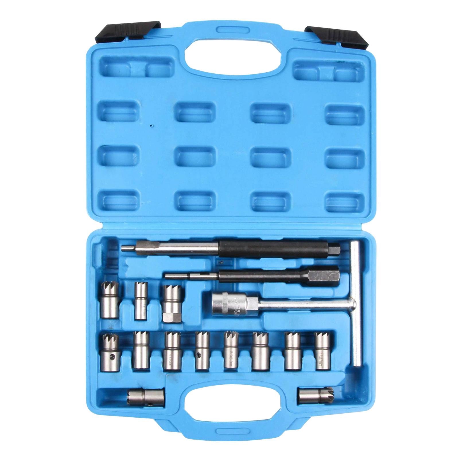 Diesel Injector Seat Cutter Tool Set Automotive Accessories with Storage Box 17Pcs