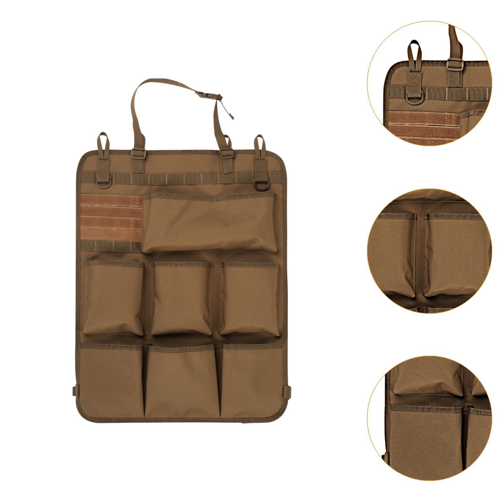 Backseat Car Organizer Car Seatback Storage Bag for Water Bottles Books Brown