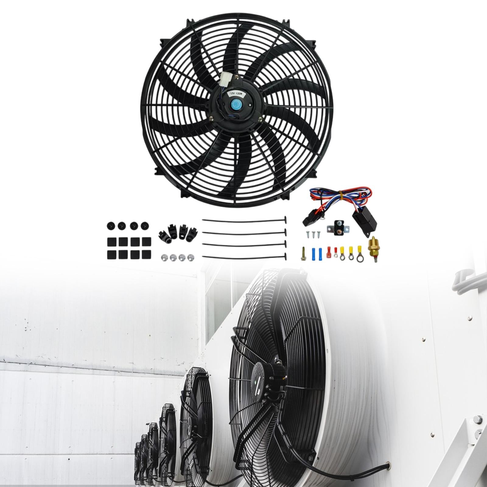 16 Slim Fan Push Pull Auto Accessories Assembly Kit Easy to Install Generic"