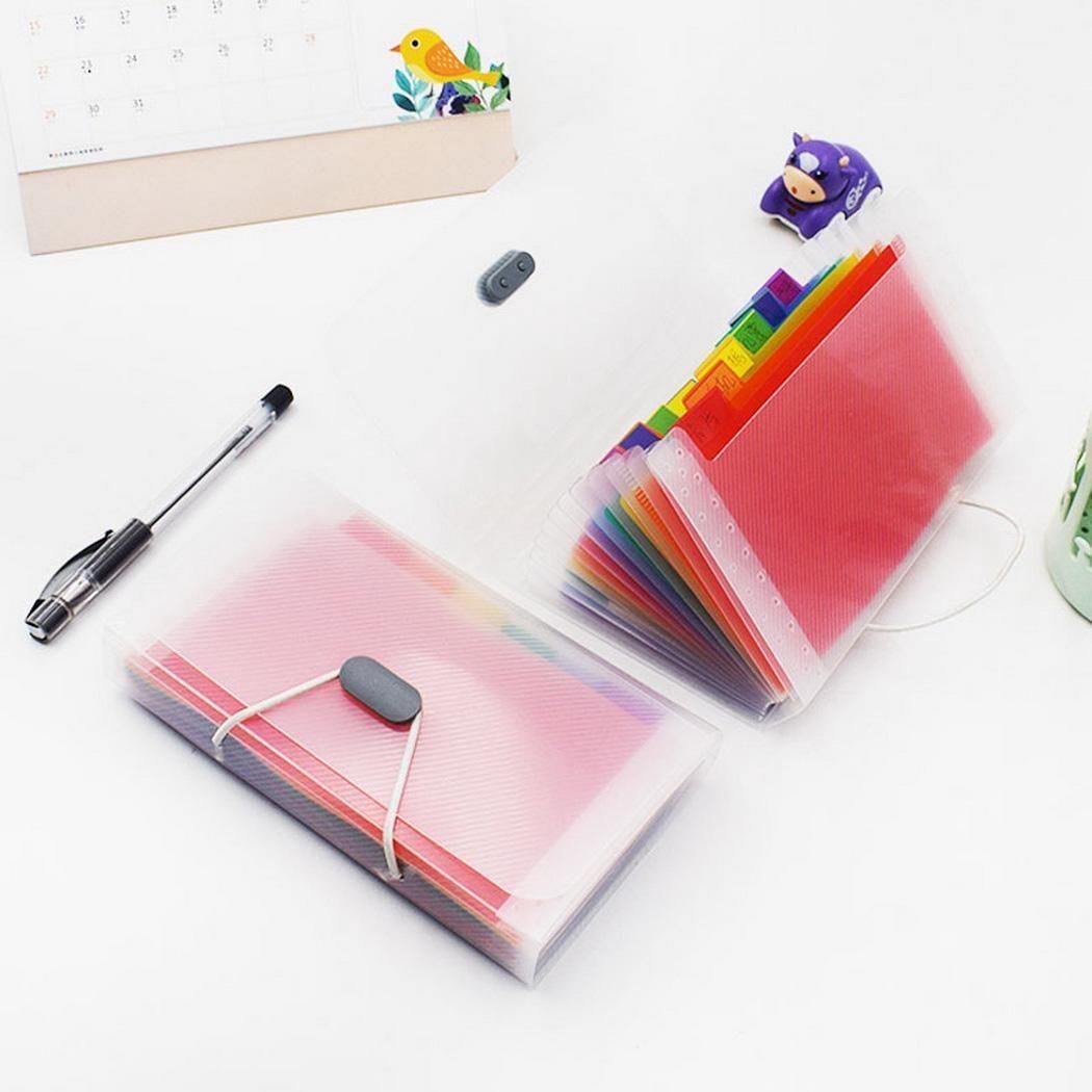 13 Grid Expanding File Folder A6 Document Buckle Lanyard Bag Multicolor Expanding File (Multicolor Buckle)