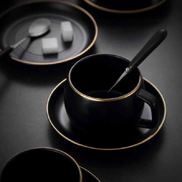 3 in 1 Simple Matte Phnom Penh Water Cup Ceramic Coffee Cup Saucer Spoon Set (White)