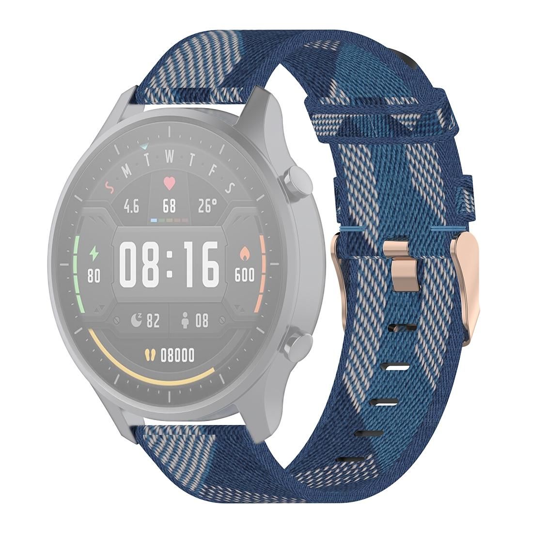 22mm Stripe Weave Nylon Wrist Strap Watch Band for Xiaomi Mi Watch Color, Garmin Vivoactive 4 (Blue)