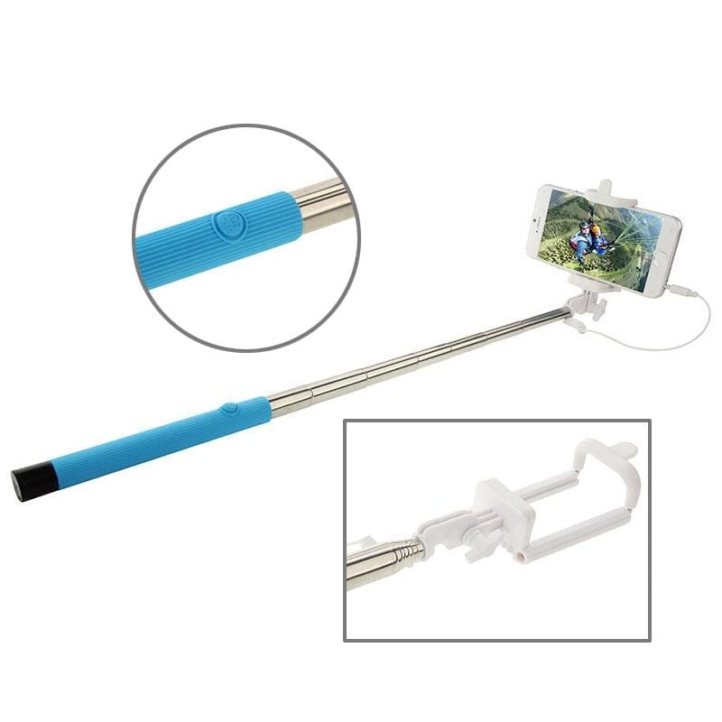 ITC-ZP02B Multifunction Wire Controlled Selfie Stick Monopod Extendable Handheld Holder for IOS & Android Phone, Max Length: 104cm (Blue)
