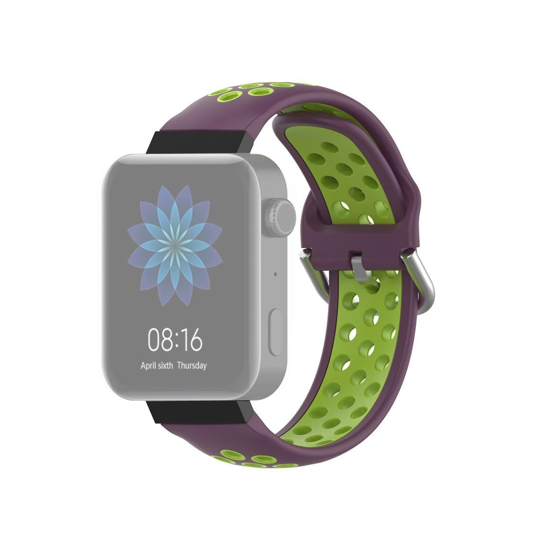 For Xiaomi Watch / Huawei Honor S1 18mm Two Color Sport Wrist Strap Watchband (Purple + Green)