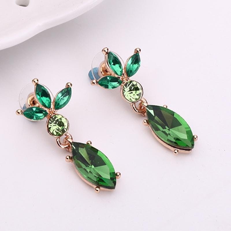 Ladies Innovative Novel Fashion Wreath Diamond-shape Necklace Earrings Jewelry Set (Green)