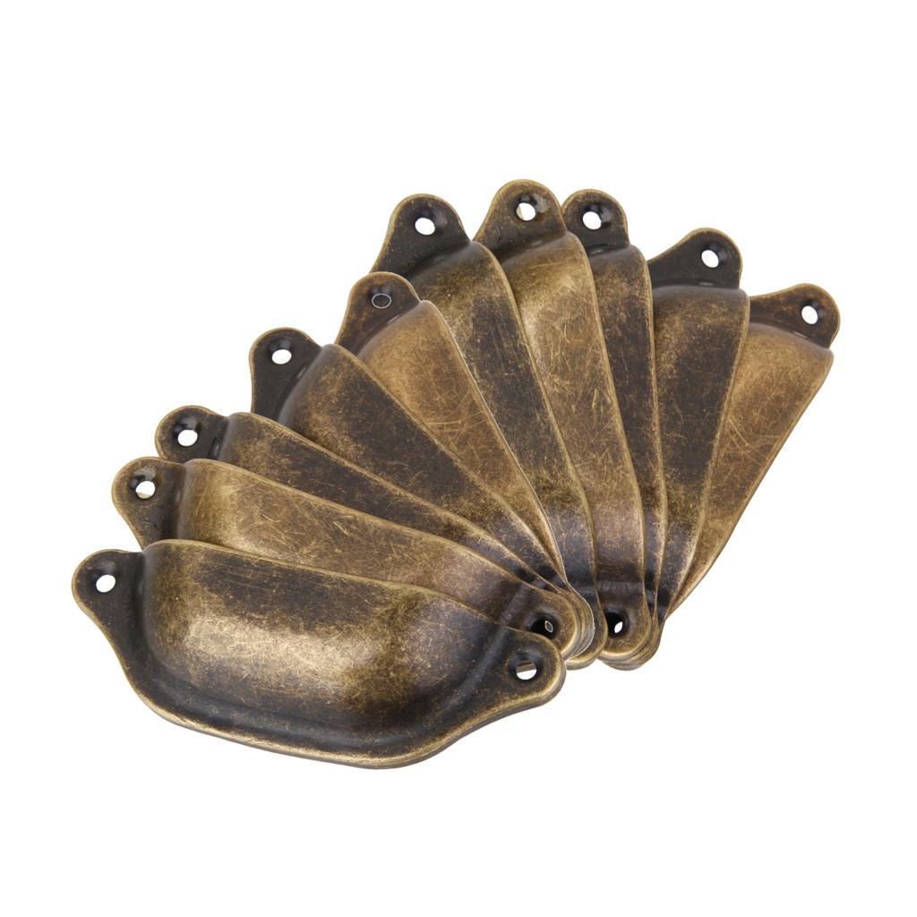 50Pcs Antique Brass Door Cabinet Knob Wardrobe Drawer Shell Pull Handle