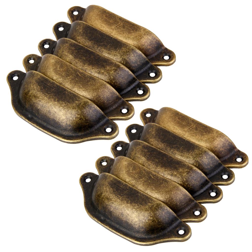 40Pcs Antique Brass Door Cabinet Knob Wardrobe Drawer Shell Pull Handle