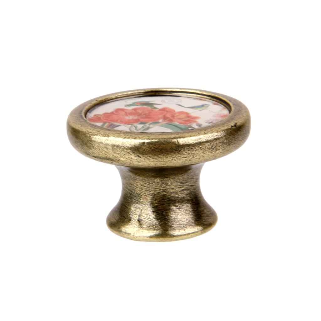 Vintage Cabinet Door Drawer Bin Dreser Handle Pull Knob Hardware - Narcissus
