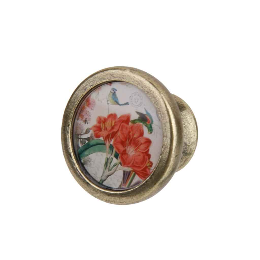 Vintage Cabinet Door Drawer Bin Dreser Handle Pull Knob Hardware - Narcissus